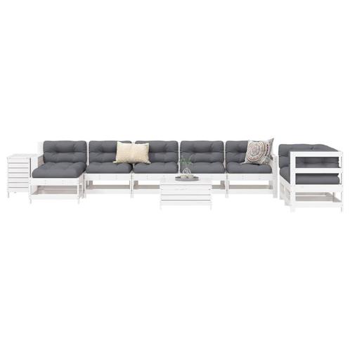 vidaXL 10-delige Loungeset massief grenenhout wit, Tuin en Terras, Tuinsets en Loungesets, Loungeset, Nieuw, Verzenden