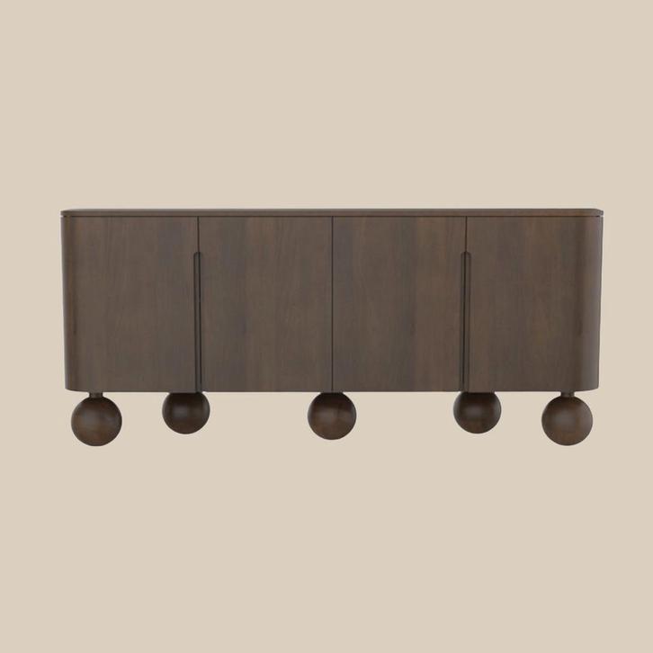 *WOONWINKEL* Dressoir Hout Met Bolpoten, Huis en Inrichting, Kasten | Dressoirs, Nieuw, Verzenden