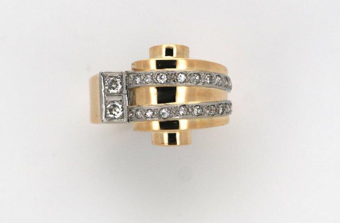 Ring - 18 karaat Geel goud, Witgoud - 0.50ct. tw. Diamant, Sieraden, Tassen en Uiterlijk, Ringen