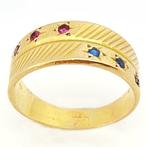 Ring - 18 karaat Geel goud - 0.03ct. tw. Robijn - Saffier -, Sieraden, Tassen en Uiterlijk, Ringen, Nieuw