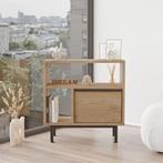 Bijzettafel Vesanto 60x60x25,5 cm eikenkleurig en zwart [en., Huis en Inrichting, Verzenden, Nieuw