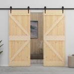 vidaXL Schuifdeur met beslag 100x210 cm massief grenenhout, Doe-het-zelf en Verbouw, Deuren en Horren, Verzenden, Nieuw