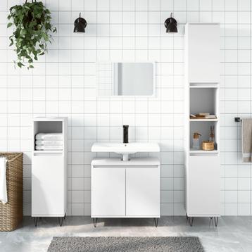 vidaXL 3-delige Badkamerkastenset bewerkt hout wit beschikbaar voor biedingen