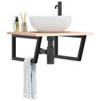 vidaXL Badkamer wandschap staal en massief eikenhout, Verzenden, Nieuw
