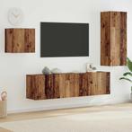 vidaXL TV-kast Wandgemonteerd 4 pcs Oud Hout Bewerkt hout, Minder dan 50 cm, Verzenden, Nieuw, Minder dan 100 cm