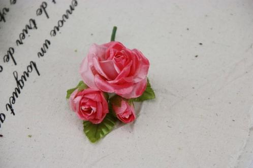 Corsage Ali ROZE Rozen+blad zijde Corsage Roos MOOI!, Hobby en Vrije tijd, Knutselen, Nieuw, Ophalen of Verzenden