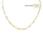 Paperclip drie namen ketting goud - premium stainless steel, Verzenden, Nieuw, Zilver