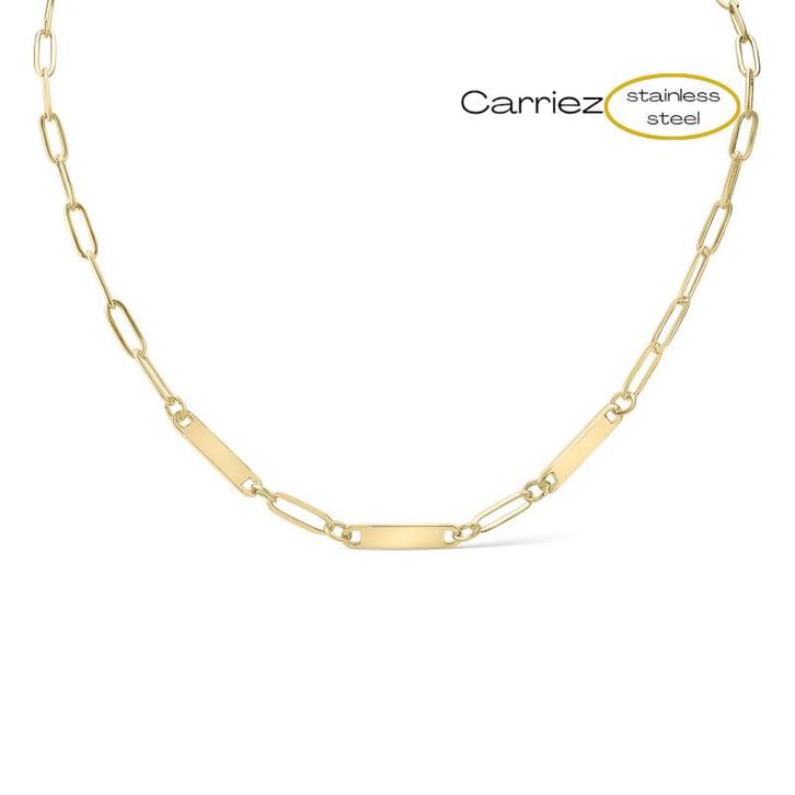 Paperclip drie namen ketting goud - premium stainless steel, Sieraden, Tassen en Uiterlijk, Kettingen, Nieuw, Verzenden