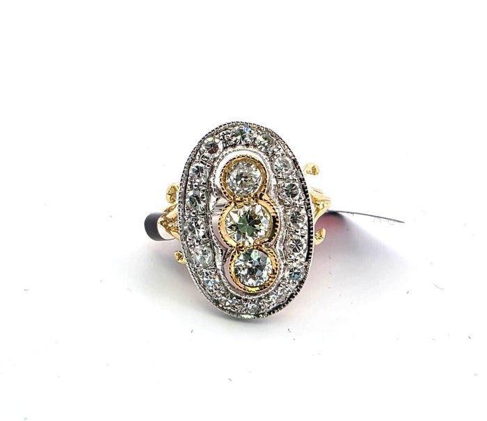 Ring - 18 karaat Geel goud - 1.20ct. tw. Diamant, Sieraden, Tassen en Uiterlijk, Ringen