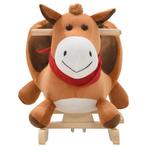 Hobbeldier paard met rugleuning 60x32x50 cm pluche bruin, Kinderen en Baby's, Speelgoed | Hobbelfiguren, Nieuw, Verzenden