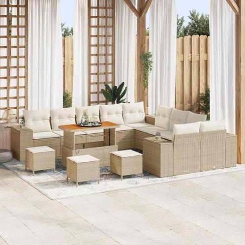 vidaXL Tuin Sofa Set in hoogte verstelbaar 13 pcs Beige poly, Tuin en Terras, Tuinsets en Loungesets, Nieuw, Verzenden