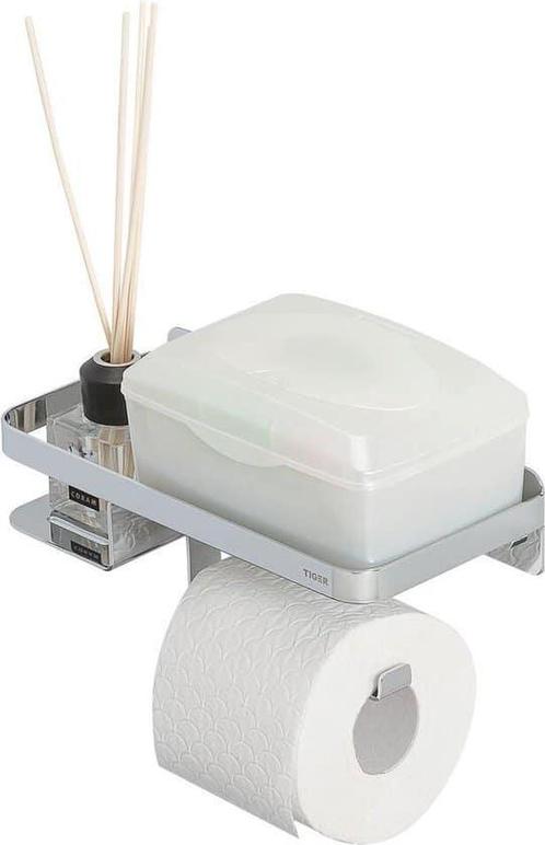 Tiger Caddy - Wc rolhouder met planchet 24 cm - Chroom, Huis en Inrichting, Badkamer | Badtextiel en Accessoires, Zo goed als nieuw