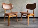 Stoel - Beuken, Skai - Twee stoelen - Beukenhout - Vintage, Antiek en Kunst, Kunst | Designobjecten