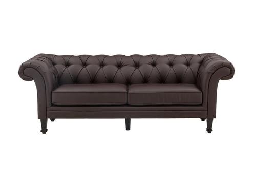 Chesterfield - 3-Zitsbank - Bruin PU Leer - Jorn, Huis en Inrichting, Banken | Bankstellen, Nieuw, Verzenden