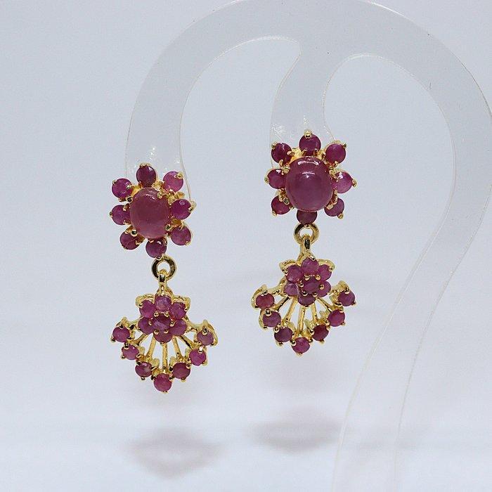 Zonder Minimumprijs - Oorbellen Zilver - 6.12ct. tw. Robijn, Sieraden, Tassen en Uiterlijk, Oorbellen