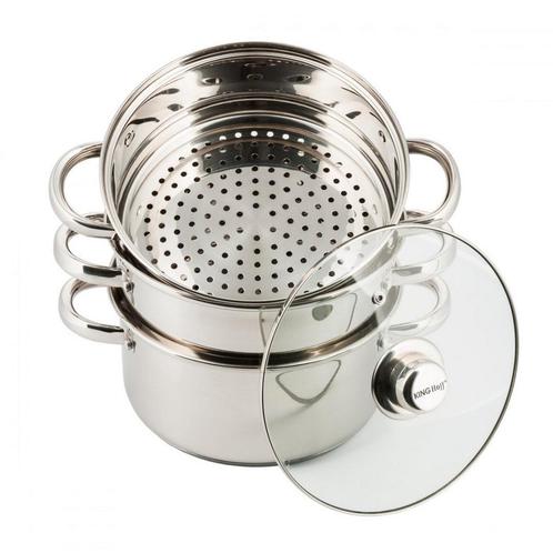 Kinghoff KH-3328 stoompan 4-delig RVS 4.0L  22 cm -, Huis en Inrichting, Keuken | Potten en Pannen, Ophalen of Verzenden