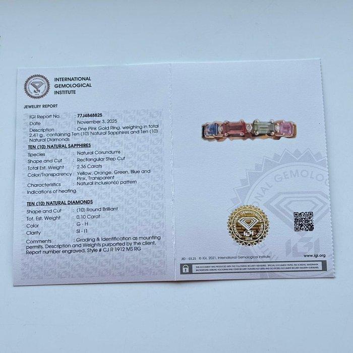 Eeuwigheidsring - 14 karaat Roségoud - 2.46ct. tw. Saffier -, Sieraden, Tassen en Uiterlijk, Antieke sieraden