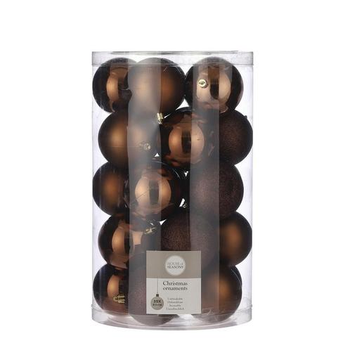 Plastic Kerstballen Set - 25 Stuks - Ø8 cm - Bruin, Diversen, Kerst, Nieuw, Verzenden