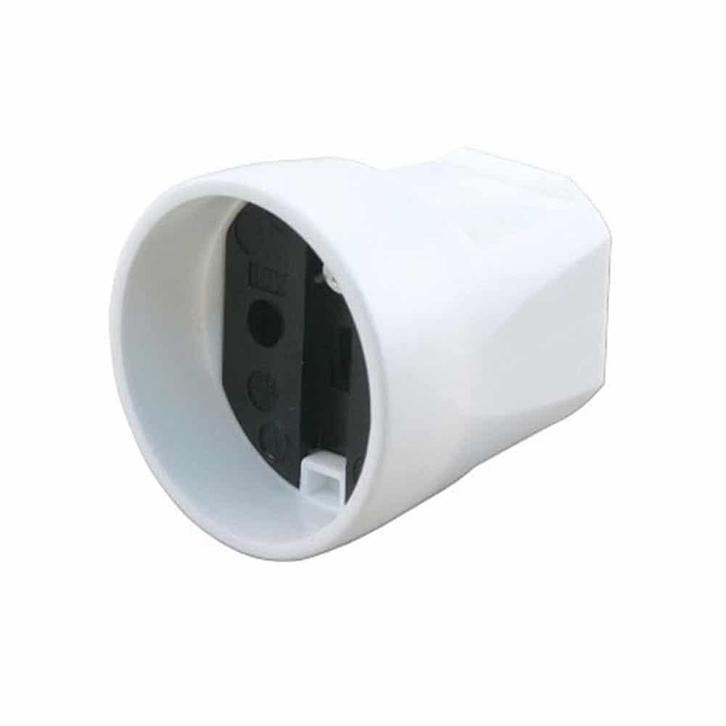Kopp contra stekker wit plastic 230V, Doe-het-zelf en Verbouw, Elektra en Kabels, Ophalen of Verzenden