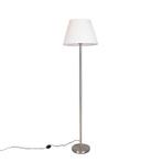 Moderne vloerlamp staal met witte plisse kap 45 cm - Simplo, Huis en Inrichting, Lampen | Vloerlampen, Nieuw, Overige materialen