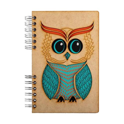 Notebook MDF 3d kaft A6 blanco - Wijze uil NIEUW, Diversen, Schrijfwaren, Nieuw, Ophalen of Verzenden