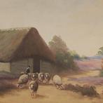 Dutch school (XIX-XX) - Shepherd with his sheep, in a rural