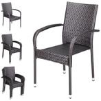 Polyrattan Stapelstoel Comfort Set van 4 kleur Bruin, Tuin en Terras, Verzenden, Nieuw