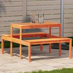 vidaXL Picknicktafel 110x134x75 cm massief grenenhout, Tuin en Terras, Tuintafels, Verzenden, Nieuw