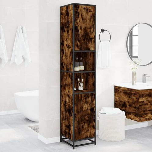 vidaXL Badkamerkast 35x37,5x188,5 cm hout en metaal gerookt, Huis en Inrichting, Badkamer | Badkamermeubels, Nieuw, Verzenden