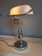 Bureaulamp - Bankierslamp - Opaline glas - Chroomkleurig