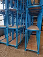 Stapelrek 253x72x75cm met multiplex plaat, blauw, gebruikt -, Ophalen of Verzenden