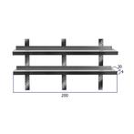 HCB Dubbel wandschap - 200 x 30 cm - RVS, Verzenden, Nieuw in verpakking, RVS Meubilair