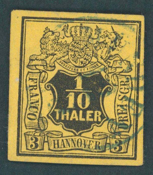 Hannover 1851 - Zeldzame 1/10 Th. met plaatfout Ontbrekende, Postzegels en Munten, Postzegels | Europa | Duitsland