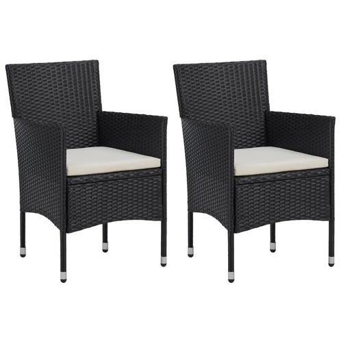 vidaXL Tuinstoelen 2 st poly rattan zwart, Tuin en Terras, Tuinstoelen, Nieuw, Rotan, Verzenden
