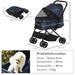 TRUUSK Opvouwbare Hondenbuggy, 1 Mand, 2 Remmen, Inclusief V, Dieren en Toebehoren, Honden-accessoires, Verzenden, Nieuw