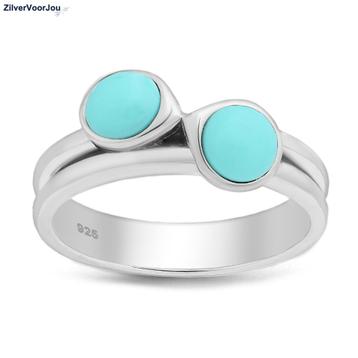 Zilveren sky blue turkoois ring