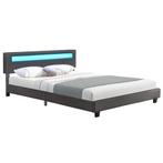 Gestoffeerd bed Paris - 180 x 200 cm - Donkergrijs - LED Ver, Huis en Inrichting, Slaapkamer | Bedden, Verzenden, Nieuw