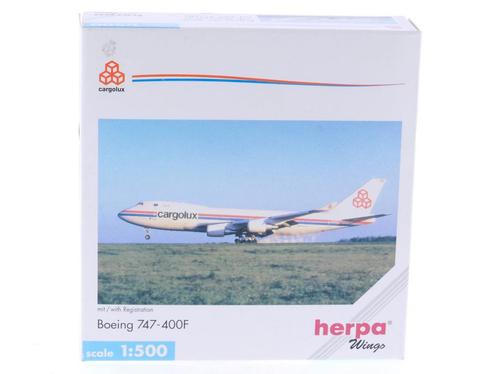 Schaal 1:500 Herpa 511681 Cargolux Boeing 747-400F Reg. L..., Hobby en Vrije tijd, Modelbouw | Vliegtuigen en Helikopters, Zo goed als nieuw
