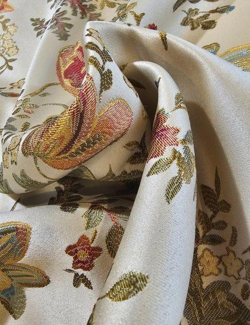 San Leucio bloemenweefsel in Champagne-kleur, exclusief, Antiek en Kunst, Antiek | Kleden en Textiel