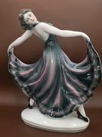 Beeldje, Art Deco Ceramic Lady Dancer TANZERIN BUTTERFLY -