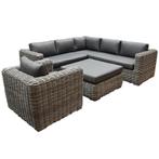 Cervo hoek loungeset 5-delig grijs wicker, Ophalen of Verzenden, Nieuw, Wicker