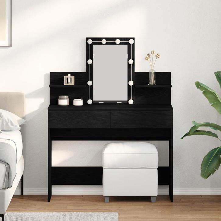 vidaXL Kaptafel met lade Zwart eiken 100 x 40 x 130 cm, Huis en Inrichting, Tafels | Kaptafels, Nieuw, Verzenden