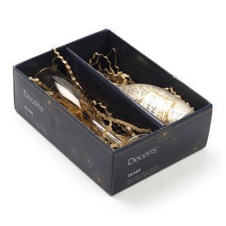 Champagne kerst ornament | Decoris | Set van 2 (Glas), Diversen, Kerst, Nieuw, Verzenden