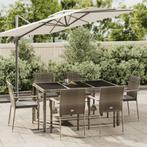 vidaXL 7-delige Tuinset met kussens poly rattan grijs, 6 zitplaatsen, Nieuw, Tuinset, Verzenden