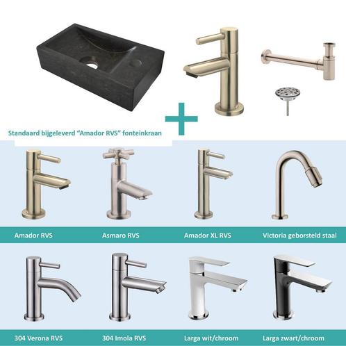 FonteinPack Natuursteen Rechts 36x18x9 cm RVS (Keuze uit 8, Doe-het-zelf en Verbouw, Sanitair, Overige typen, Nieuw, Ophalen of Verzenden