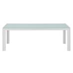 Glazen tuintafel klein metalen frame 35x100x50 cm wit, Verzenden, Nieuw