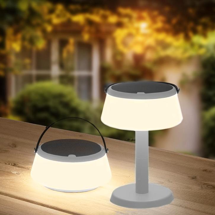 Solar tafellamp Malmo| Warm wit licht | Grijs, Tuin en Terras, Buitenverlichting, Led, Licht-donker-sensor, Zonne-energie, Minder dan 50 watt