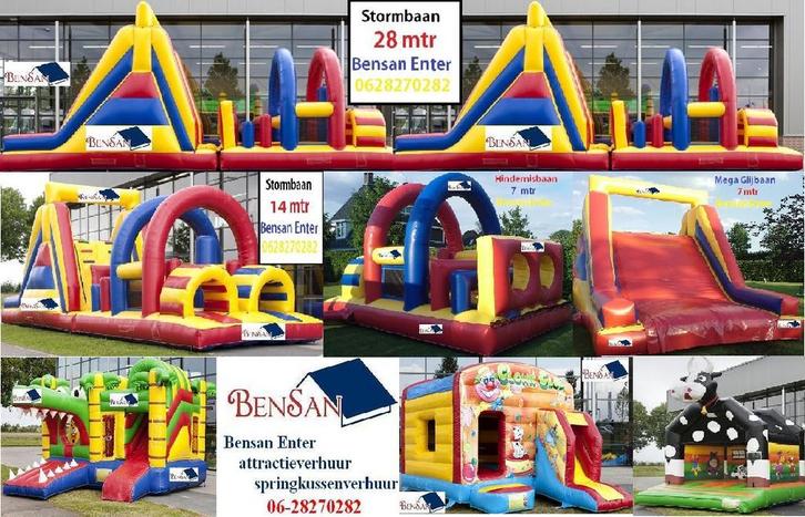 springkussens stormbanen attracties BBQ bogen bensan enter, Hobby en Vrije tijd, Feestartikelen | Verhuur, Overige, Zo goed als nieuw