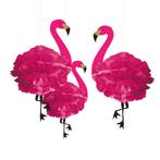 Hawaii Hangdecoratie Flamingo 49cm 3st, Hobby en Vrije tijd, Feestartikelen, Verzenden, Nieuw