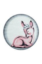 Rond Kindervloerkleed | Bambi | Hert | Roze | 120x120 cm, Verzenden, Nieuw
